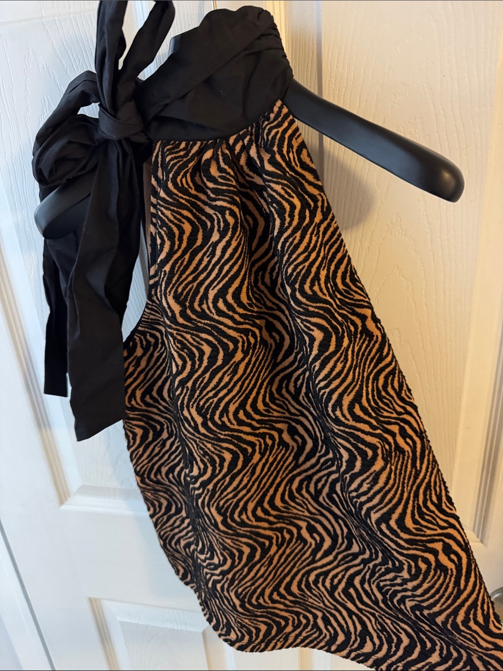Anthropologie Black & Tan Zebra-Print Halter Top